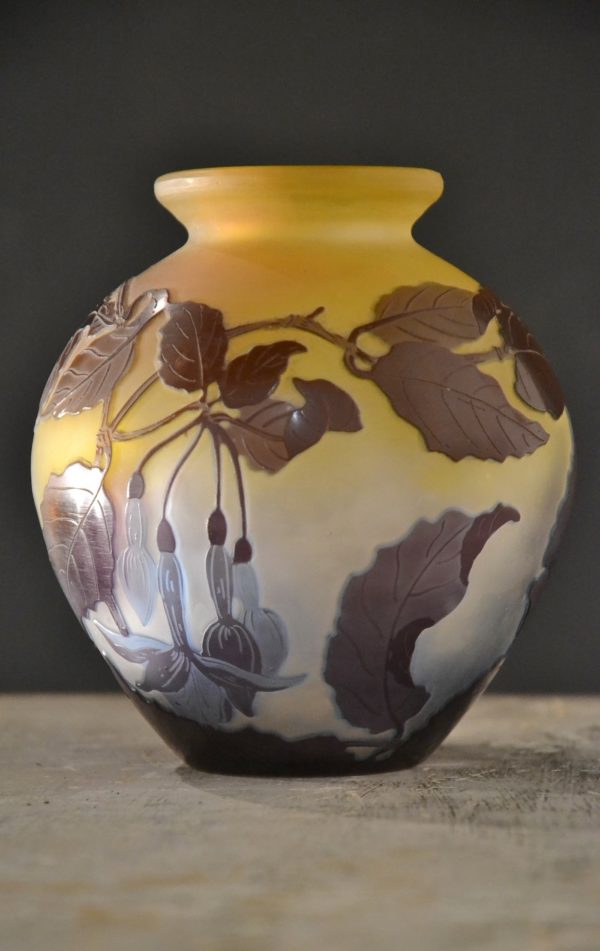 Antique dealer second-hand dealer vase Émile GALLE art nouveau glass paste nancy daum old