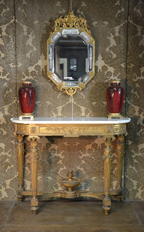antique gilded wood console xixth century 19th napoleon III Louis XVI neoclassical neoclassical