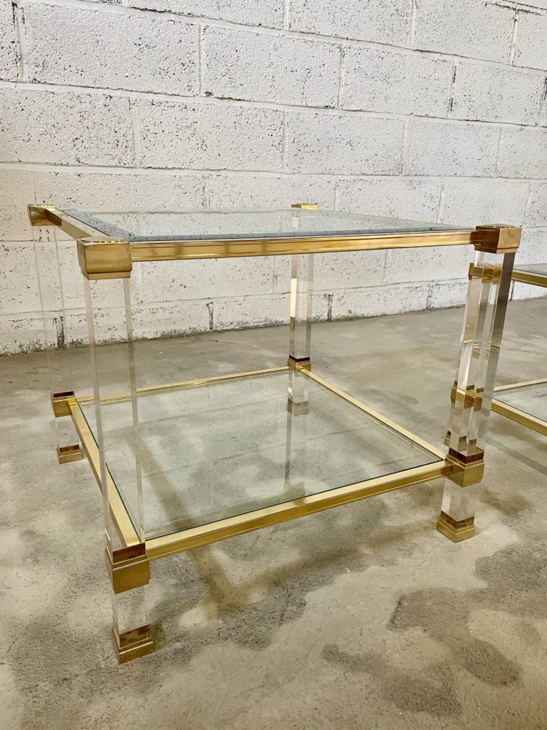 Pierre vandel altuglass table basse verre plexiglass doré estimation expertise