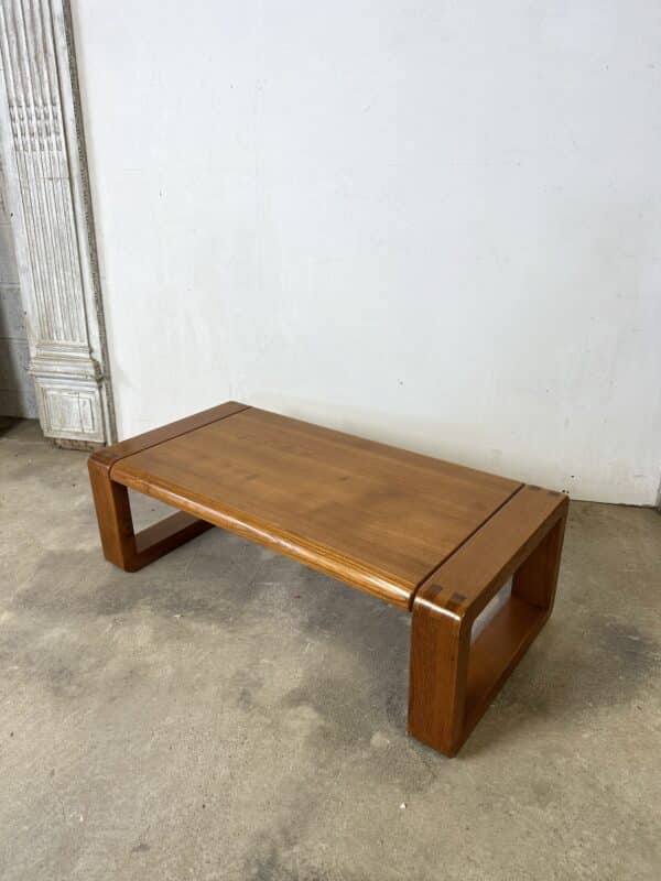 Table basse en orme massif MICHEL MILLERET 1980s – Image 2