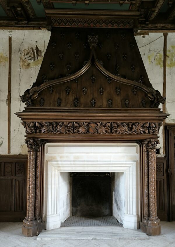 Cheminée de château style Gothique époque 19e siècle
