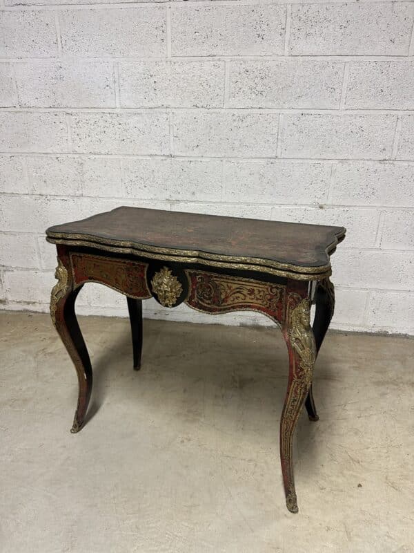 Table à jeu Napoléon III en marqueterie Boulle 19e siècle