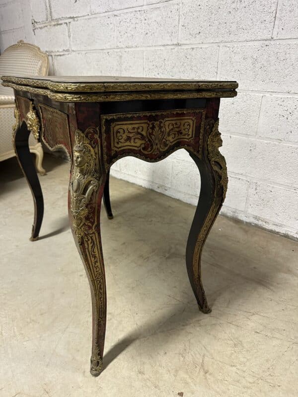 Table à jeu Napoléon III en marqueterie Boulle 19e siècle – Image 3
