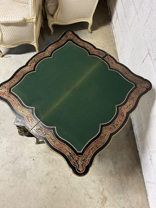 Table à jeu Napoléon III en marqueterie Boulle 19e siècle – Image 5