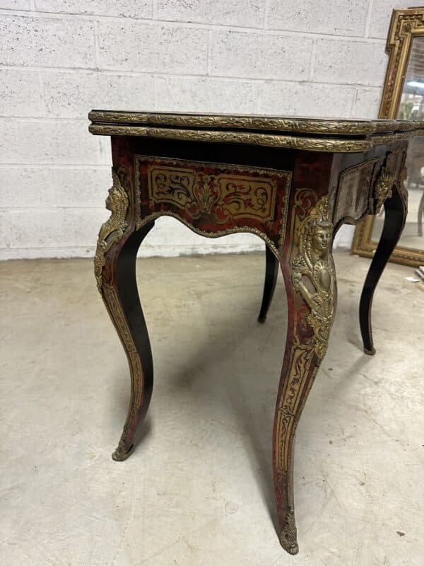 Table à jeu Napoléon III en marqueterie Boulle 19e siècle – Image 6