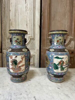 Paire de vases balustres NANKIN circa 1900