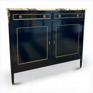 Buffet Louis XVI laqué noir circa 1960