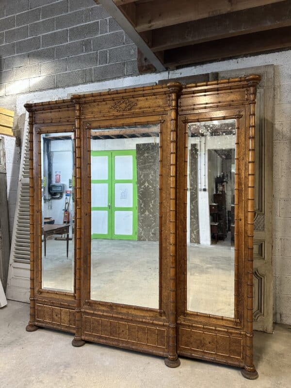 Armoire à glace 3 portes style faux bambou époque 19e siècle – Image 4