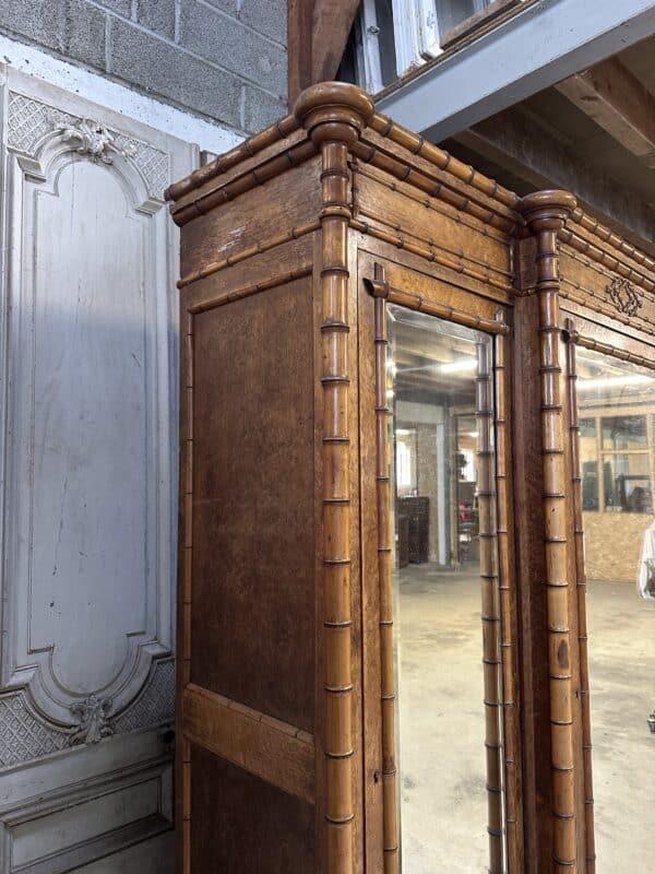 Armoire à glace 3 portes style faux bambou époque 19e siècle – Image 5