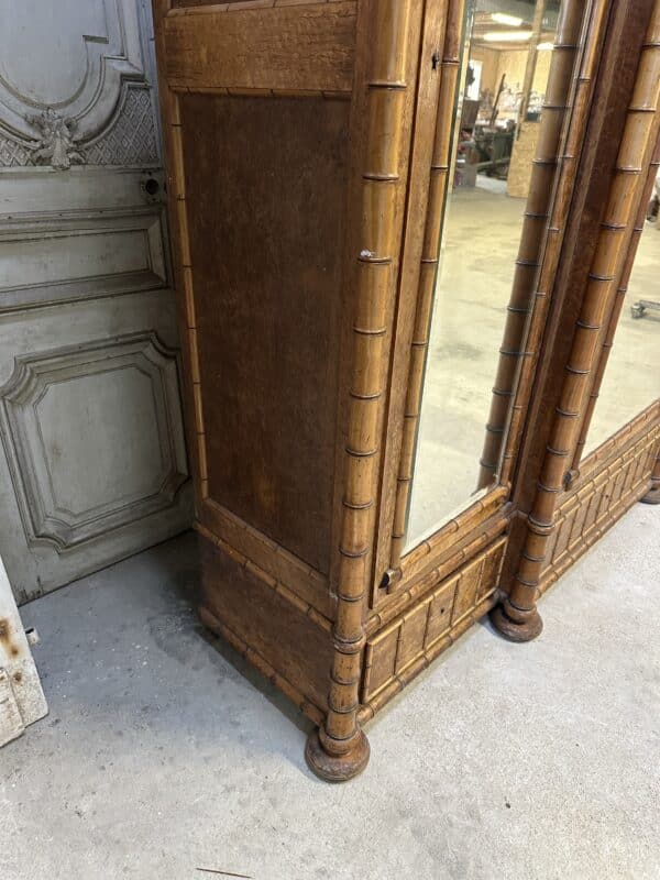 Armoire à glace 3 portes style faux bambou époque 19e siècle – Image 6
