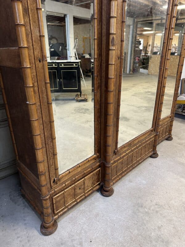 Armoire à glace 3 portes style faux bambou époque 19e siècle – Image 7