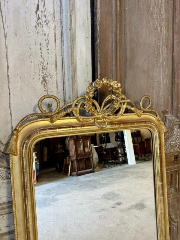 Miroir Louis Philippe 19e siècle doré à décor de cordage – Image 3