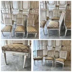 Série de 6 chaises Louis XVI laquée circa 1950