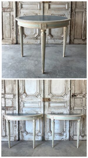 Guéridon ou paire de consoles de style Louis XVI laqué 20e siècle